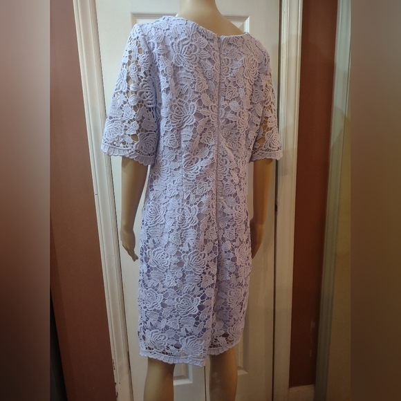 Sandra Darren women's size 8 light purple layered knit floral dress - Picture 5 of 7
